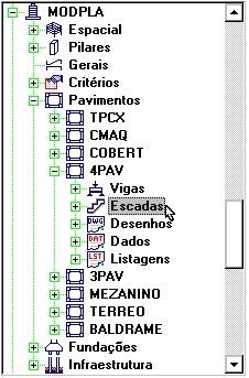 Armaduras de Escadas O modelo de escadas lançado pelo Modelador é transferido para processamento pelo módulo de Dimensionamento, Detalhamento e Desenho de escadas, denominado Escadas-TQS.