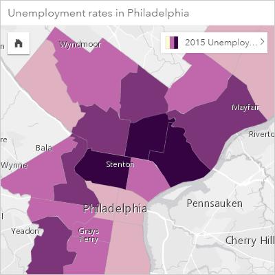 As áreas mais escuras no mapa acima indicam níveis altos de desemprego, enquanto as áreas mais claras indicam níveis baixos de desemprego.