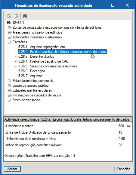 36 Para o LUX EN ative a verificação da Norma EN 12464-1, para o LUX RECS ative as