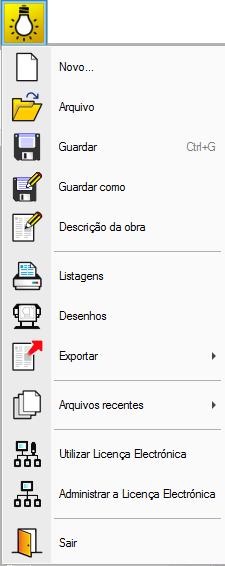 6 2. Menus Neste capítulo apresenta-se as funções dos programas LUX, LUX RECS e LUX EN. 2.1. Arquivo Fig. 2.1 A figura apresenta os menus Arquivo correspondentes respetivamente ao LUX, LUX EN e LUX