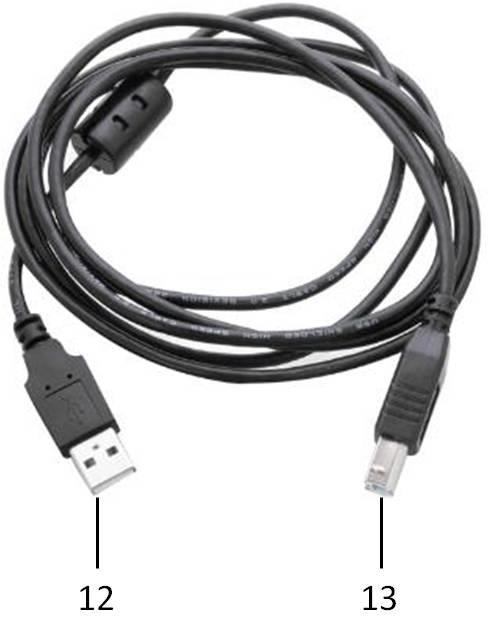 12 Acessórios Cabo de Interface USB O Cabo USB (Figura 5 e Figura 6) estabelece a conexão entre o Simulador