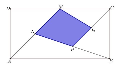 05. No retângulo ABCD abaixo, M, N, P e Q são pontos médios, respectivamente de CD, AM, BN e P C.