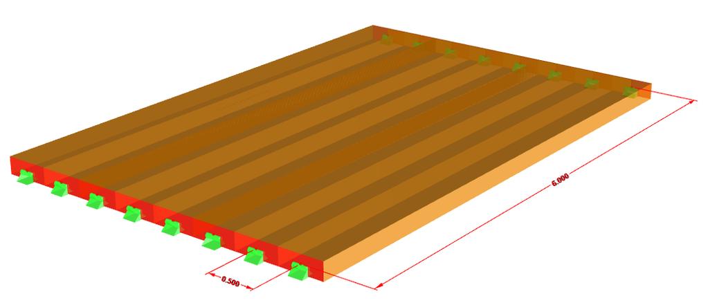 Figura 10: Geometria do modelo de um pavimento de 6 metros com painéis CRIPTOLAM F21