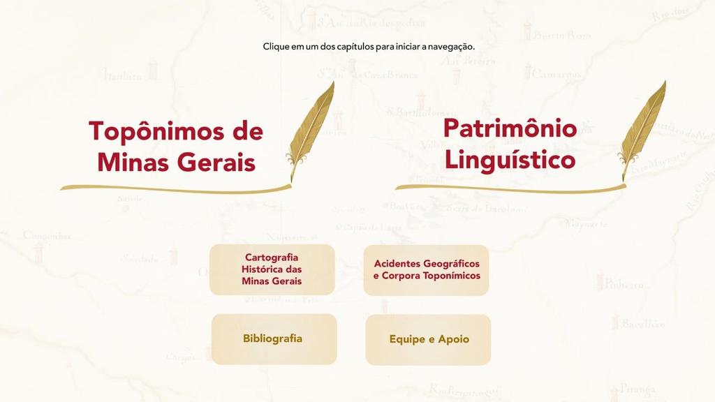 Imagem 1: Tela de abertura do atlas eletrônico sobre a toponímia de Minas Gerais.
