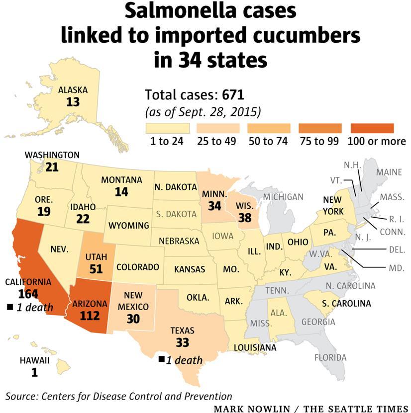 Surto de salmonelose nos EUA devido