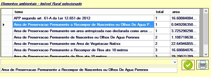 Informações detalhadas sobre elementos ambientais no imóvel