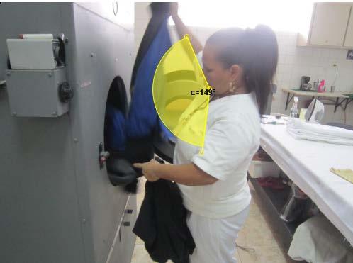 flexão de ombros, de aproximadamente 77 graus para retirar roupas lavadas de máquina.
