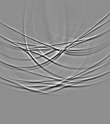 de-blended sem a onda direta apresentado na figura anterior foi migrado e nas figuras 7.61 e 7.62 são apresentadas as imagens.