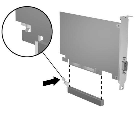 b. Se estiver a retirar uma placa PCI padrão, segure a placa pelas extremidades e mova-a cuidadosamente para e frente e para trás até os conectores se desencaixarem do socket.