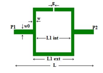 28 u = W h (4) a = 1 + 1 u 49 ln + ( 52 )2 (u4 u 4 + 0, 432 ) + 1 ln (1 + ( u 3 18, 7 18, 1 ) ) (5) b = 0, 564 ( ε r 0, 9 ε r + 3 ) 0,053 (6) (a) Ressonador em forma de C (b) Circuito equivalente