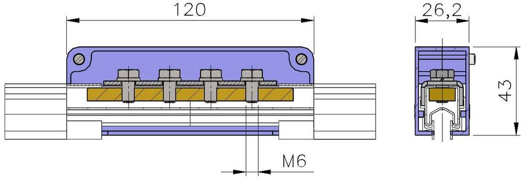 7.7 Emenda Fixa 30 a 100mm² Aplicada para condutores perfilados de cobre, com secções de 30 a 100mm².