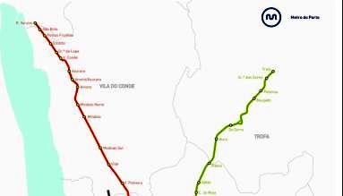 Rede de Metro: EXPANSÃO 3 novas linhas e 3 novos prolongamentos: Extensão total: cerca de 34 km (58 estações). Principais nós de ligação: Senhora da Hora, Trindade e Avª. de França.
