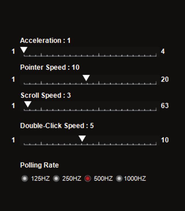 Nesta mesma tela será possível configurar, as funções de: Velocidade do ponteiro / Velocidade do Scroll/Velocidade do Duplo