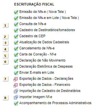 Informações adicionais sobre os módulos de NFS-e de acordo com a numeração 1 Consulta de NFS-e Nesse módulo é possível a consulta das referentes notas