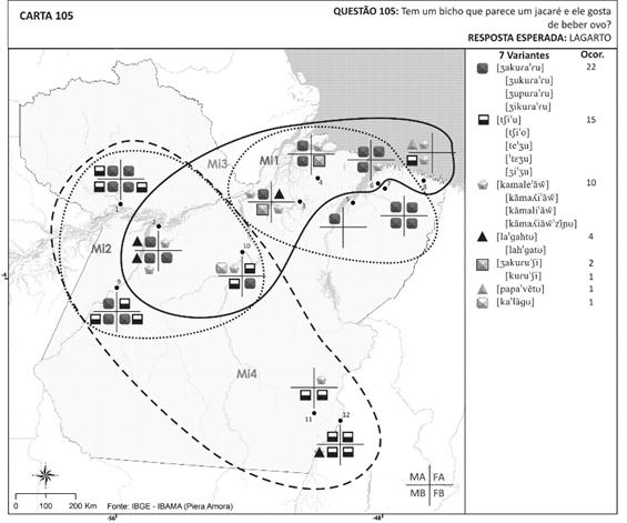 Figura 1 Agrupamentos lexicais nos dados do ALeSPA Fonte: Razky e Guedes (2015).