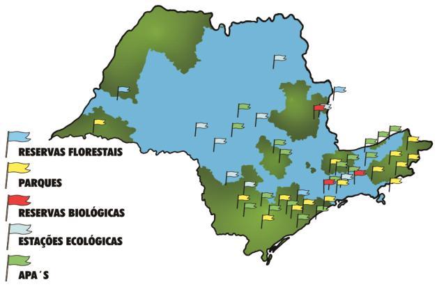 Figura 2 - Mapa da área de concessão da Elektro no Estado de São Paulo com as áreas ambientais.
