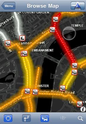 O mapa mostra os incidentes de trânsito na sua área. 3. Toque num incidente de trânsito para obter informações detalhadas sobre o mesmo.
