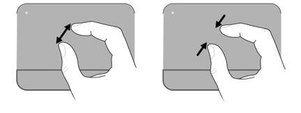 Pinçar: Para aumentar o zoom, mantenha dois dedos unidos no TouchPad e, em seguida, afaste-os para aumentar o tamanho de um objeto.