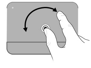 Girar A rotação permite girar itens como fotos e páginas. Para girar, fixe sua miniatura no TouchPad e, em seguida, mova seu indicador em um movimento de semicírculo sobre a miniatura.