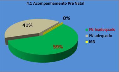 ACOMPANHAMENTO PRÉ NATAL 423 gestantes não tiveram acompanhamento Pré-natal suficiente, o que corresponde a 59,24% dos nascimentos de risco em 2011 FATOR DE RISCO: PRÉ NATAL INADEQUADO (PNI) - O