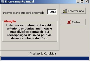 das Contas Analíticas referente ao "Ano do Encerramento" que será desfeito.