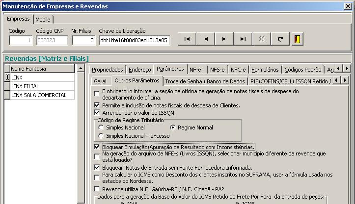 Quando a opção "Bloquear Simulação / Apuração de Resultado com Inconsistências" estiver desmarcada o sistema apresenta o Relatório de Inconsistências.