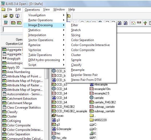 ILWIS (Integrated Land and Water Information System) 7 Figura 5. Exemplo de Submenu e suas funções. Alguns exemplos de uso: Clique em Visualization. Selecione SHOW MAP.