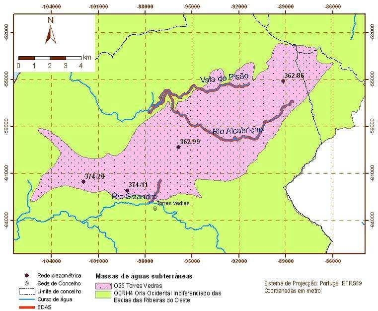 mas a informação proveniente do modelo matemático aponta no sentido da área de descarga mais importante do sistema estar associada ao rio Sizandro na área sul do sistema.