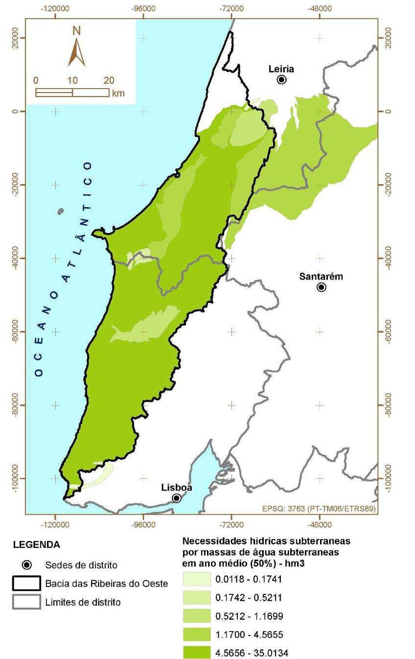 4.1.1.2 B. Agricultura As necessidades de água para a agricultura foram consideradas como sendo as dos volumes de água utilizados na rega.