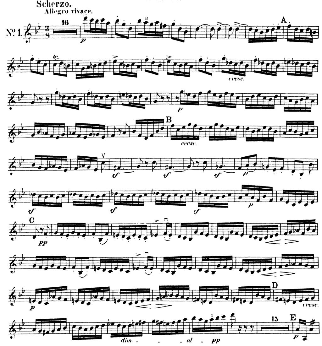 - F. Mendelssohn, Sonho de uma Noite de Verão, Scherzo, compassos 17 a 99 / F.