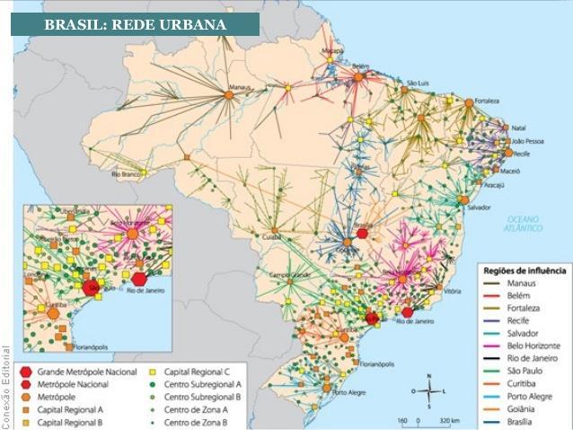A rede urbana brasileira É pouco desenvolvida e apresenta fortes disparidades regionais. Pouco densa.