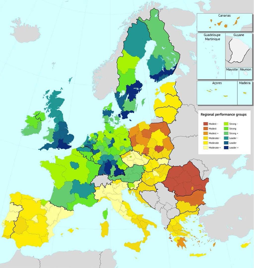 Investigação, Desenvolvimento e Inovação Regional Innovation Scoreboard 4 Resultados do Regional Innovation Scoreboard em Portugal Categoria Regional Innovation Scoreboard 2017 % média europeia