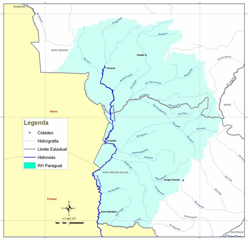 Figura 10 - Hidrovias da Região Hidrográfica do Paraguai A Hidrovia do Paraguai tem intenso tráfego fluvial com os países vizinhos do Mercosul.