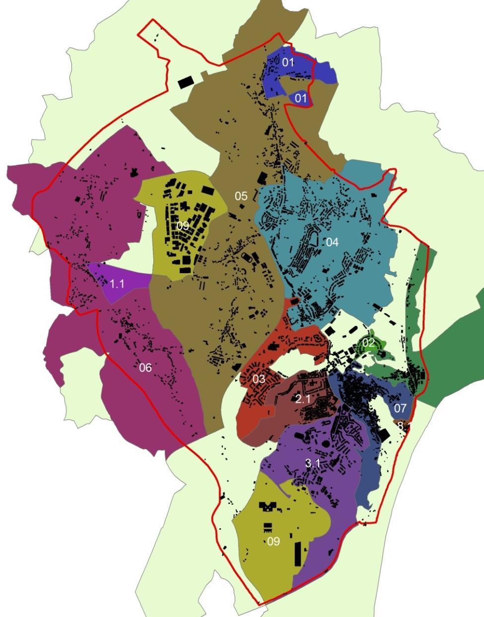 InLUT Integration of Land Use and Transport in Medium-Sized Cities 7 Áreas homogéneas A distribuição
