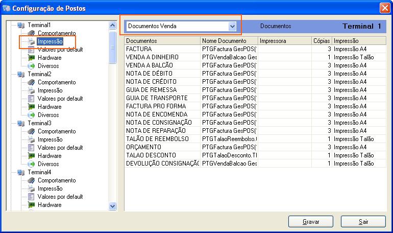 Os documentos apresentados na imagem abaixo são os documentos default, caso sejam criados novos documentos (em Diversos - Configurações Configuração de Documentos - Tabela de Documentos) serão também