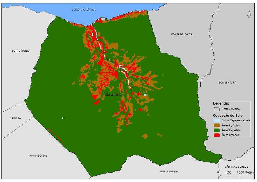 muito semelhantes quanto à sua ocupação do solo, com valores entre os 10% e os 15% para os espaços agrícolas e de 85% a 90% de espaço florestal.