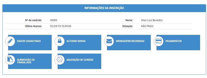 tela onde lista os trabalhos já enviados pelo congressista caso já tenha