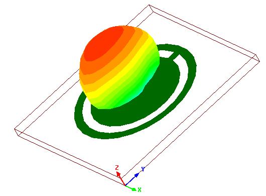 A figura 5.20 mostra a simulação do diagrama de radiação para o campo distante da antena 02 em sua segunda frequência de ressonância, f 2 = 5,1579 GHz.