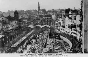 Chegada do primeiro comboio à estação central do Porto, 1896.