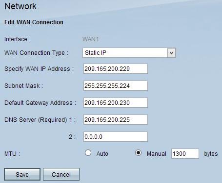 Etapa 1. Incorpore o endereço IP externo para a interface WAN ao campo de endereço IP de WAN da especificação. Seu ISP fornece-lhe o endereço IP de WAN. Etapa 2.