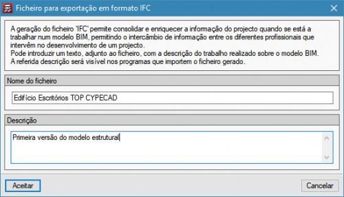 FAQ 8-8 2.4. Exportação do modelo BIM Após finalizar o modelo estrutural no CYPECAD deve-se atualizar o modelo BIM do edifício, exportando o modelo estrutural em formato IFC.