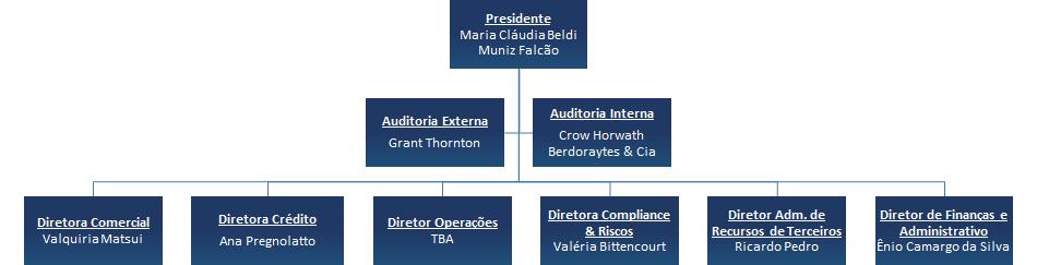 2.2. ORGANOGRAMA BANCO FINAXIS Conforme demonstrado no organograma acima, o Banco FINAXIS S.A. é administrado e representado por uma Presidência e 6 Diretorias.