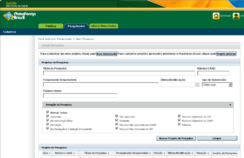 O título do projeto. Pode ser utilizado todo ou apenas parte do titulo.