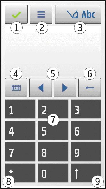 Escrever texto Teclado alfanumérico Teclado numérico virtual Com o teclado virtual (Teclado alfanumérico), você pode digitar caracteres como você faria com um teclado numérico físico tradicional com