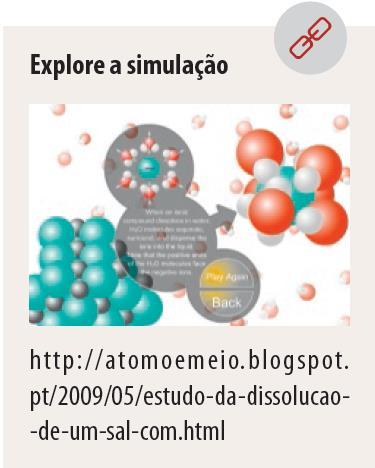 Cada ião atrai várias moléculas de água que se congregam em seu redor, estabelecendo-se novas interações entre os iões