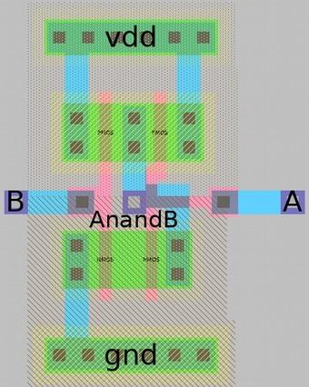 Porta NAND CMOS Bloco de construção fundamental para a circuitos digitais Revisão Leiaute