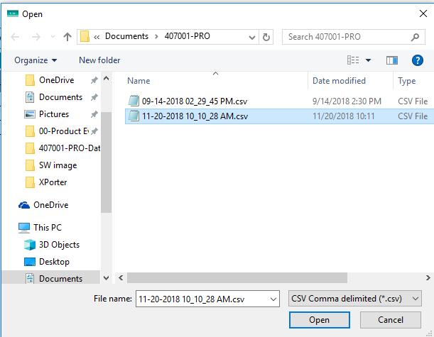 Visualizar os Dados Gravados Clique no botão de 'abrir arquivo' para abrir a janela de diálogo de guardar arquivo.