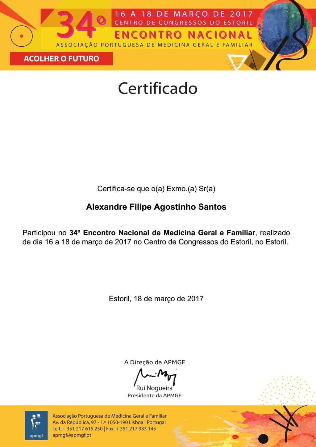 Anexo VIII Certificado de participação no 34º Encontro
