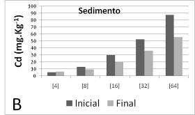 Os resultados dos testes de toxicidade aguda com sedimento fortificado com cádmio utilizando C.
