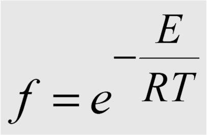 Qualquer conjunto de moléculas apresenta uma distribuição de energias cinéticas e, para uma dada energiae, a fração de moléculas que possuem essa energia é dada pela expressão: onde R é a constante